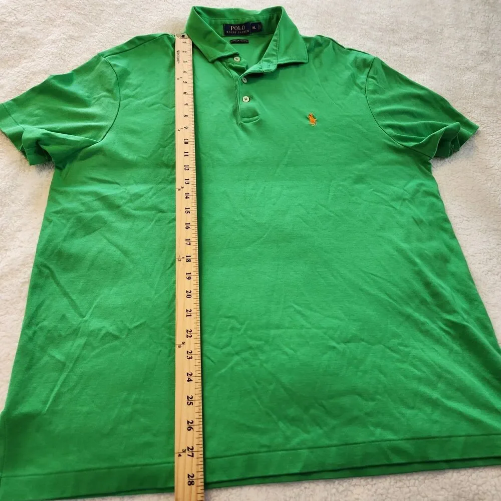 Polo Ralph Lauren Mens XL Green Short Sleeve Shirt Pima Soft Touch Orange Pony